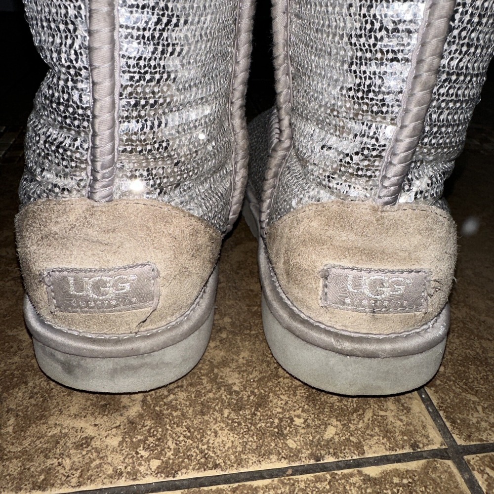 VINTAGE RARE UGG AUSTRALIA SILVER SEQUINS WOMENS SZ 6 - Picture 7 of 8